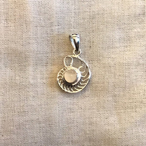 Round Stone Ammonite Pendant