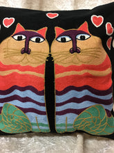Cats Hearts 'Crewel' Embroidered Cushion Covers