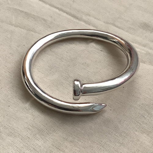 Nail Silver Bangle