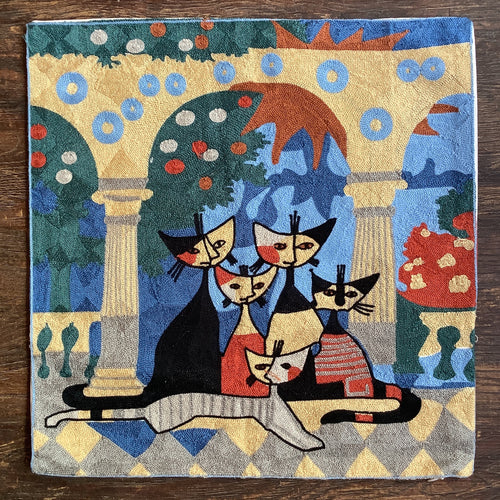 Cats 5 ‘Crewel’ Embroidered Cushion Covers