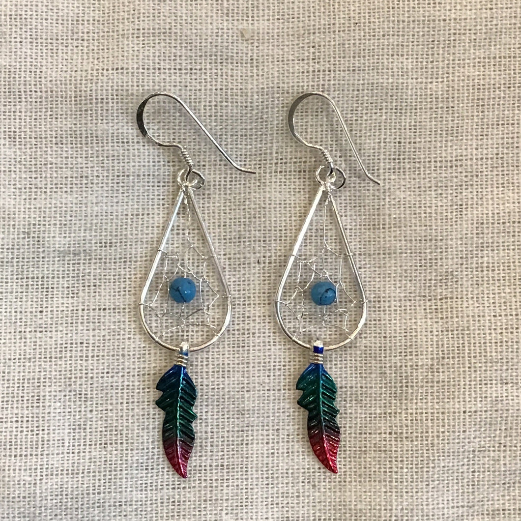 Two-Tone Teardrop Dreamcatcher Earrings 12mm