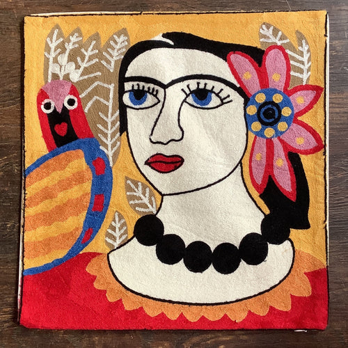 Frida - Black Crewel Embroidered Cushion Covers