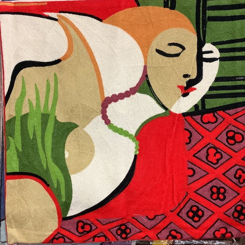 Abstract Face Crewel Embroidered Cushion Covers