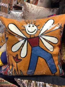 Fairy Boy Crewel Embroidered Cushion Covers