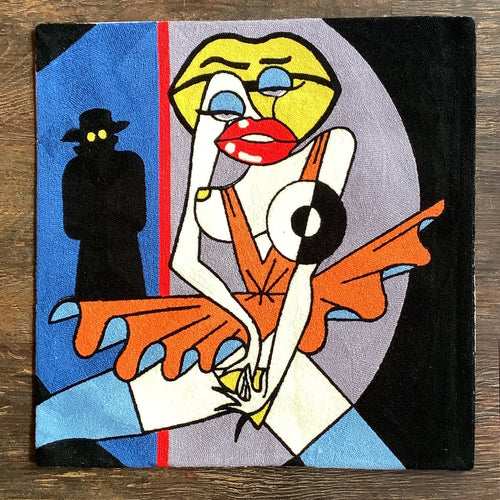 Cubist Dancer Crewel Embroidered Cushion Covers