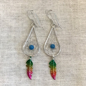 Two-Tone Teardrop Dreamcatcher Earrings 12mm