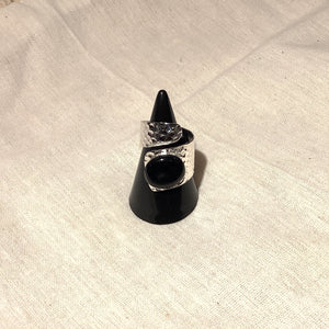 Wrap Around Stone Ring - Hammered