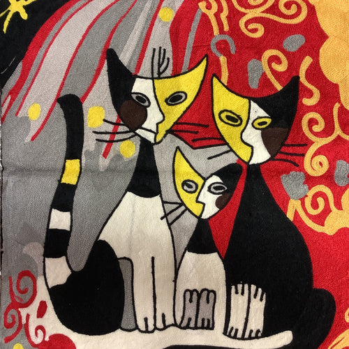 Cats 3 ‘Crewel’ Embroidered Cushion Covers
