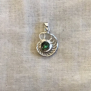 Round Stone Ammonite Pendant