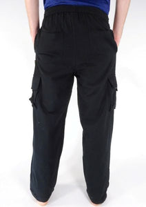 Black Plain CARGO POCKET Trousers