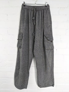 Grey Plain CARGO POCKET Trousers