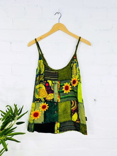 Green Patchwork Sunflower Vest