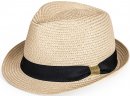 Ladies Straw Trilby Hat with Ribbon Band