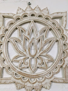 White Lotus Wooden Wall Plaque