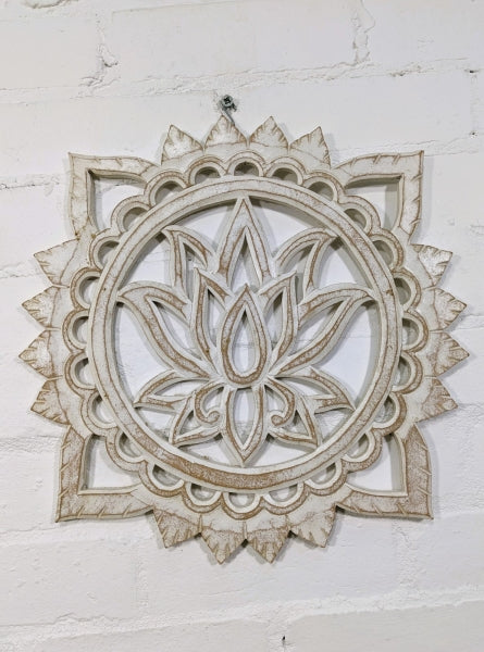 White Lotus Wooden Wall Plaque