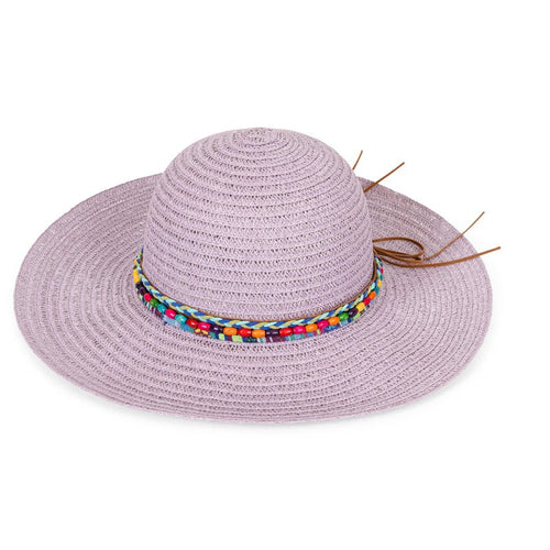 Beaded Wide Brim Straw Hat