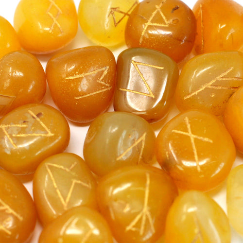 YELLOW ONYX  Runes Stones Set in Pouch