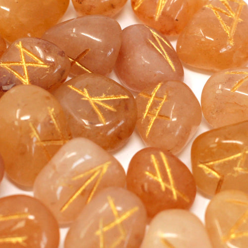 YELLOW AVENTURINE Runes Stones Set in Pouch