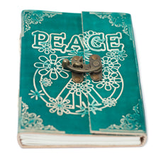 'Peace' Leather Lock Notebook