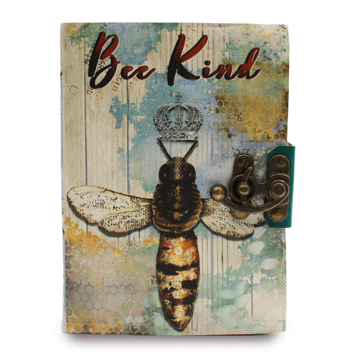 'Bee Kind' Leather Lock Notebook