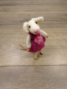 Pinkie Felt Flower Mouse 11 x 7 cm