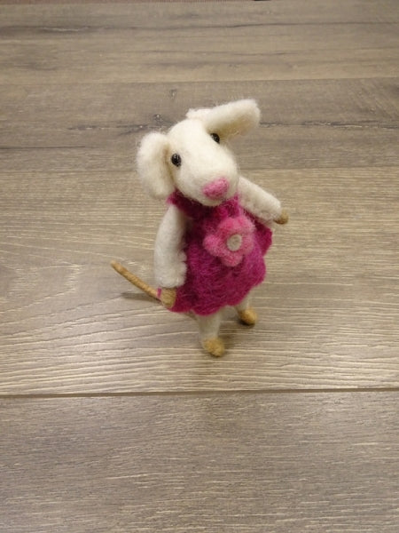 Pinkie Felt Flower Mouse 11 x 7 cm