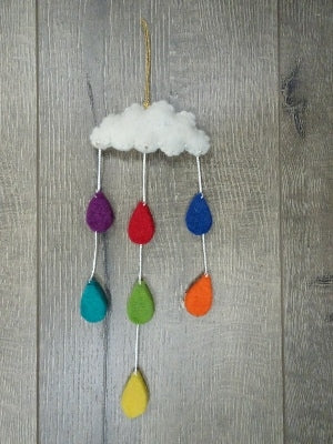 Cloud & Rainbow Raindrops Mobile