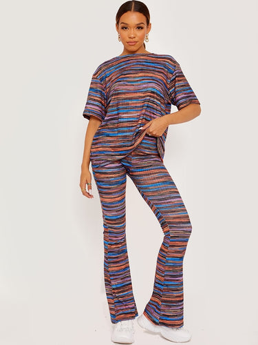 Tee Shirt, Oversized Space Dye Blue