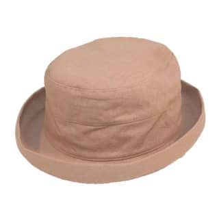 Natural Linen Sun Hat with SMALL Turn-up Brim