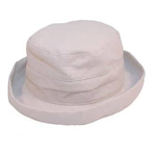 Natural Linen Sun Hat with SMALL Turn-up Brim