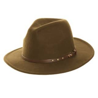 Khaki Felt Trilby With Stud Belt Band