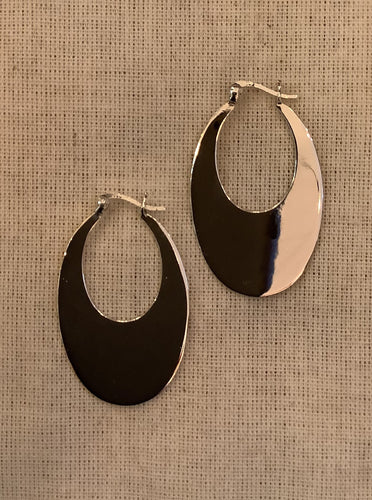 Flat Oval Silver Hoop