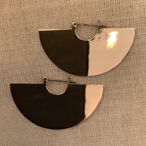 Half-Disc Flat Silver Hoop