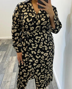 Leopad Drape Wrap Dress