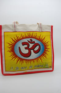 Cotton shoulder bag, shopping bag, tote, spiritual design, made in India, Om