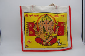Cotton shoulder bag, shopping bag, tote, spiritual design, made in India, Ganesh
