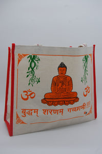 Cotton shoulder bag, shopping bag, tote, spiritual design, made in India, Buddha
