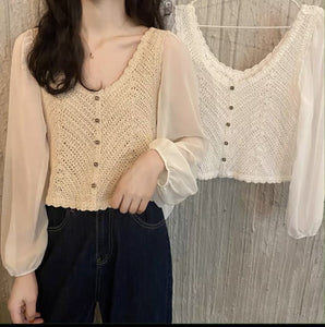 Cerys chiffon sleeve cardi/top