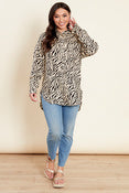 Brown Zebra Print Oversized Shirt