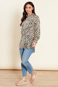 Brown Zebra Print Oversized Shirt