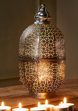 Large Black and Silver Cutwork Lantern