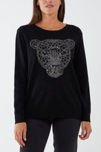 Tiger Embellishment Long Crewneck Jumper