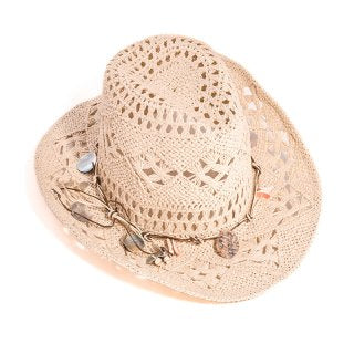 Ladies Straw Cowboy Hat with Shells