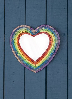 Mosaic Heart Mirror - Rainbow