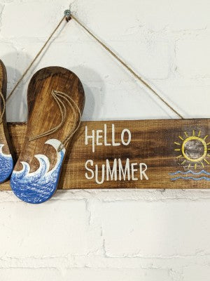 'Hello Summer' Flip Flops Plaque