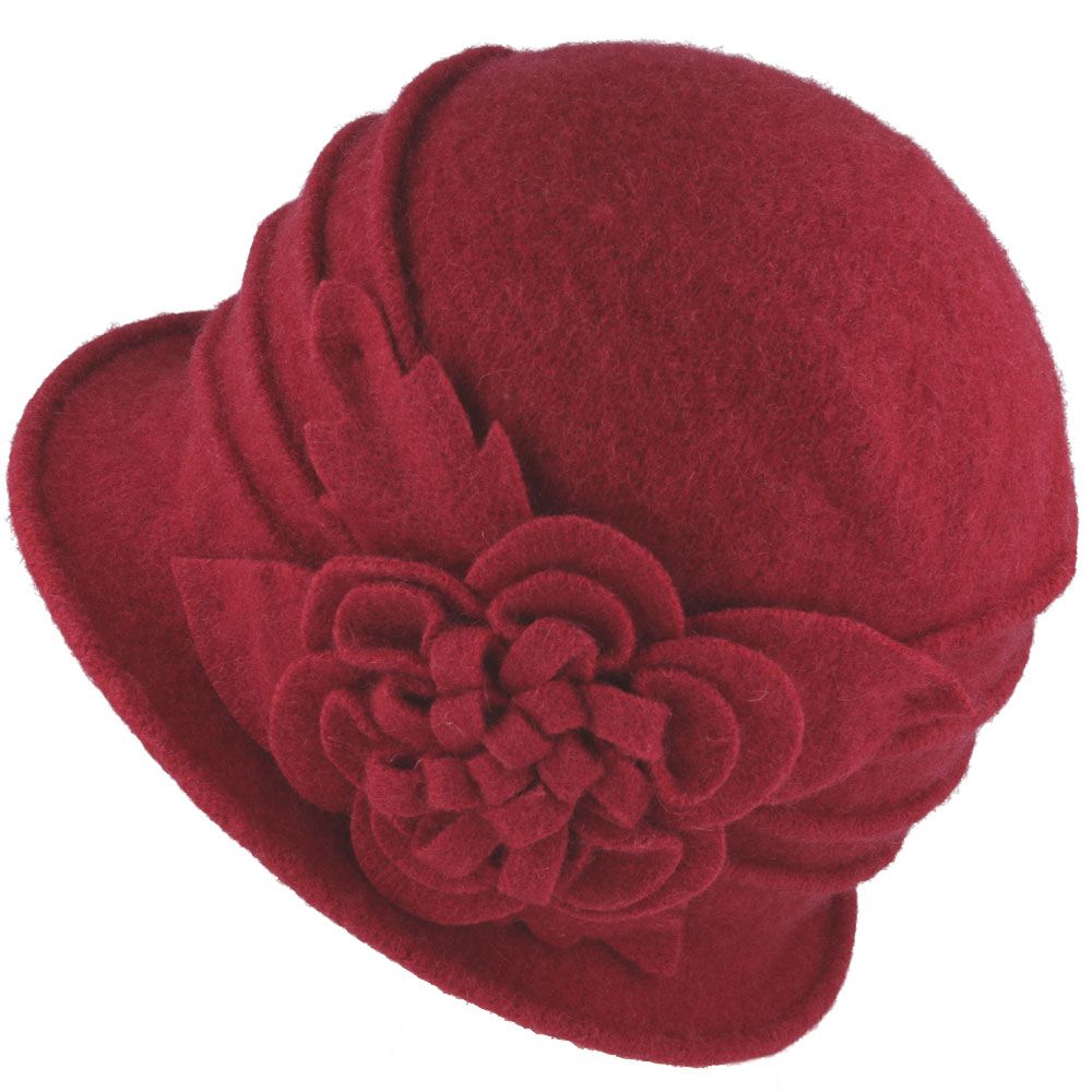 Wool Cloche Hat-Rose Detail, Various Colours