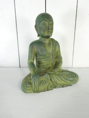 Large Resin Monk Verdigris  22 x 11 x 17cm