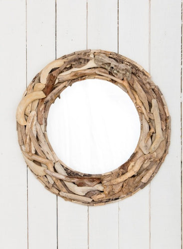 60cm Driftwood Mirror Round