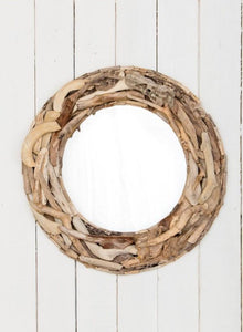 40cm Driftwood Mirror Round