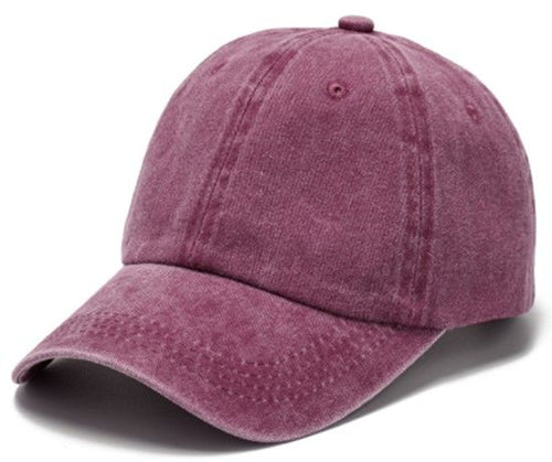 Burgundy Stonewash Baseball Cap